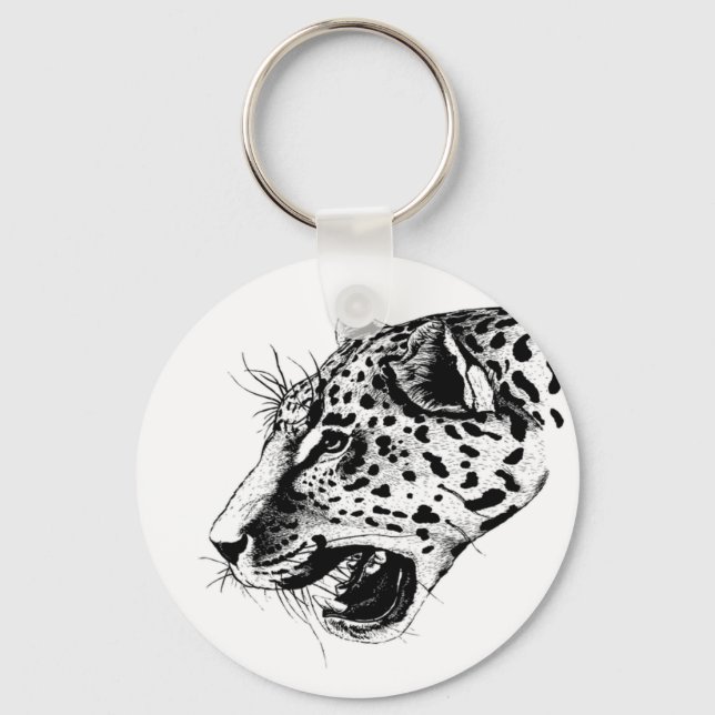 Black And White Leopard Key Ring (Front)