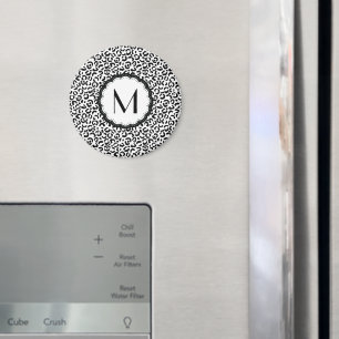 Black and White Leopard Monogram Magnet