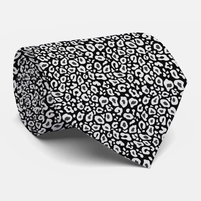 Black and white leopard pattern tie (Rolled)
