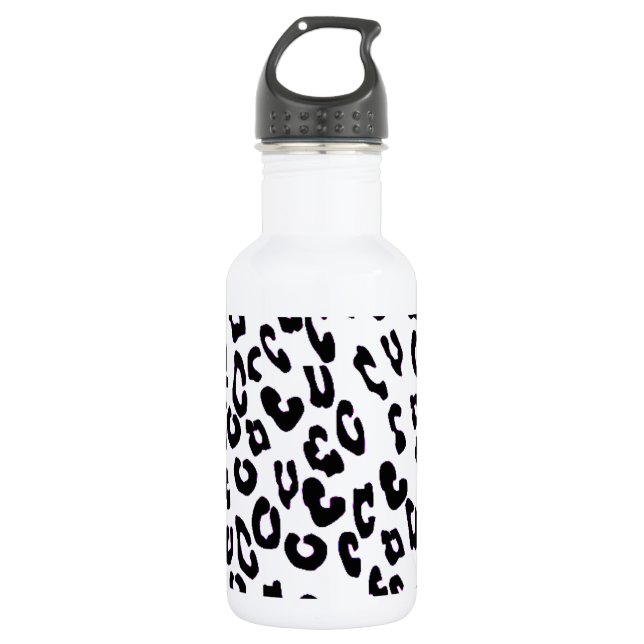 Black And White Leopard Print 532 Ml Water Bottle (Front)