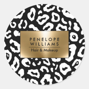 Black and White Leopard Print Classic Round Sticker