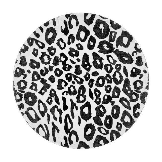 Black and White Leopard print Cutting Board (Front)