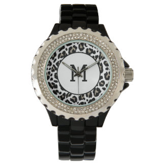 Black and White Leopard Print Fur Spots Initial Watch