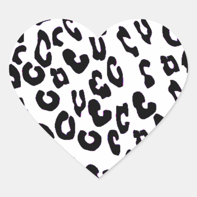 Black And White Leopard Print Heart Sticker (Front)