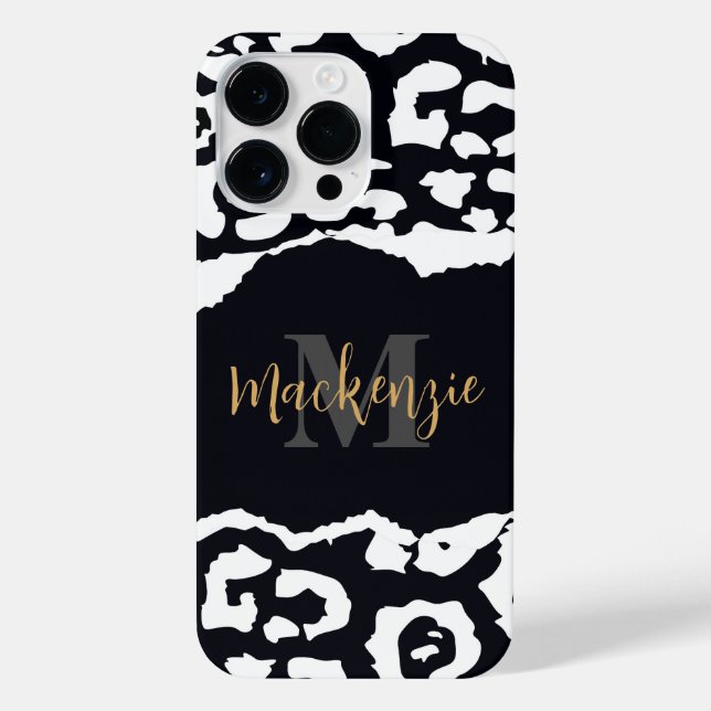 Black and White Leopard Print iPhone Case (Back)