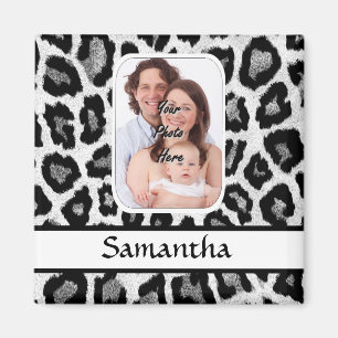 Black and white leopard print magnet