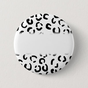 Black and White Leopard Print Pattern. 6 Cm Round Badge