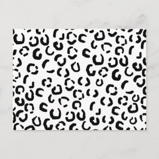 Black and White Leopard Print Pattern. Postcard