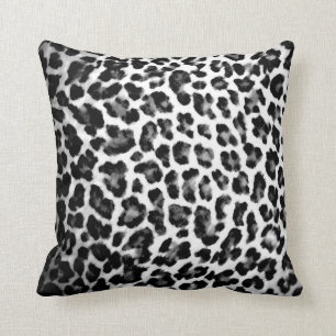 Black and White Leopard Print Pillow