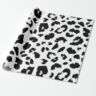 Black and white Leopard print Wrapping Paper