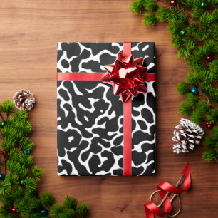 Black and White leopard skin pattern Wrapping Paper