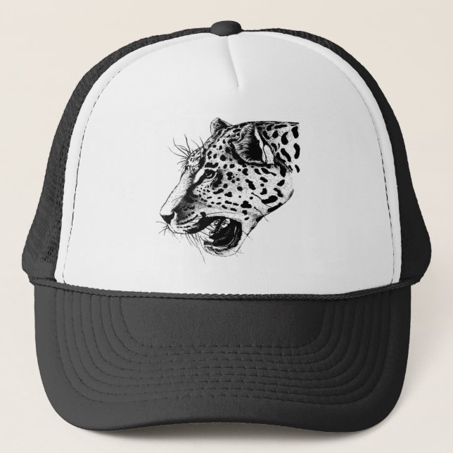 Black And White Leopard Trucker Hat (Front)