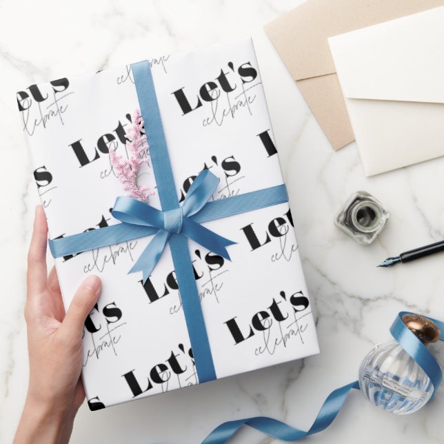 Black and White Let's Celebrate Wrapping Paper (Gifting)