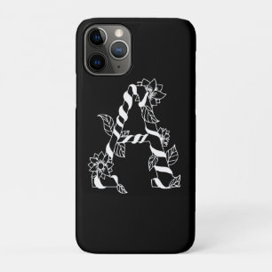 Black and White Letter "A" with Twining Flowers Case-Mate iPhone Case