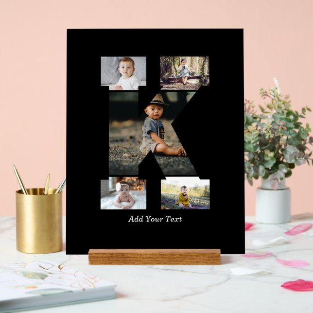 Black and White Letter K Photo Collage Acrylic Sign (Wedding)