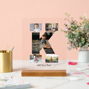 Black and White Letter K Photo Collage Acrylic Sign