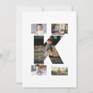 Black and White Letter K Photo Collage Announcement