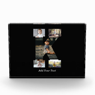 Black and White Letter K Photo Collage Block