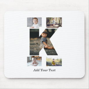 Black and White Letter K Photo Collage Mouse Pad