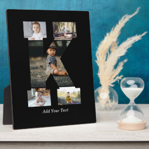 Black and White Letter K Photo Collage Plaque