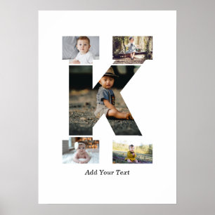 Black and White Letter K Photo Collage Poster