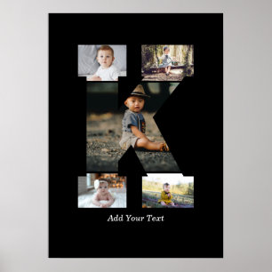 Black and White Letter K Photo Collage Poster