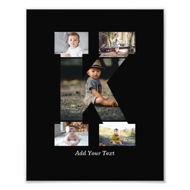 Black and White Letter K Photo Collage Print (Front)