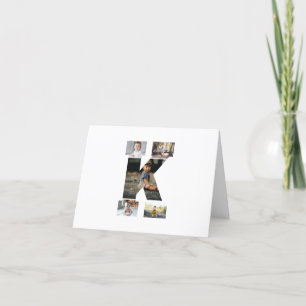 Black and White Letter K Photo Collage Thank You Card