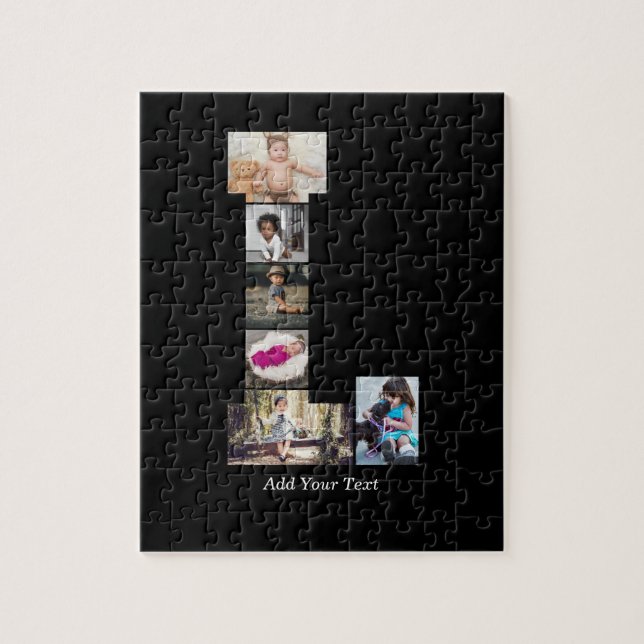 Black and White Letter L Photo Collage Jigsaw Puzzle (Vertical)