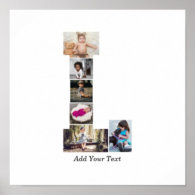 Black and White Letter L Photo Collage Poster (Front)