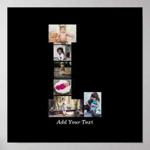 Black and White Letter L Photo Collage Poster