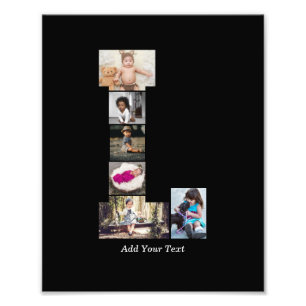 Black and White Letter L Photo Collage Print