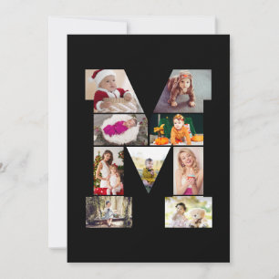 Black and White Letter M Photo Collage Announcement