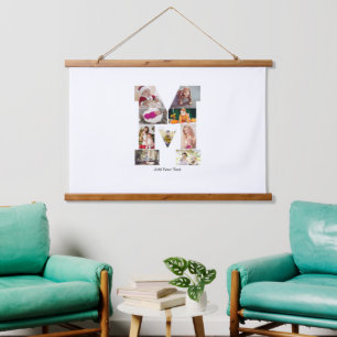 Black and White Letter M Photo Collage Hanging Tapestry