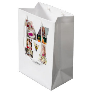 Black and White Letter M Photo Collage Medium Gift Bag