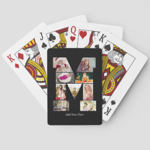Black and White Letter M Photo Collage Playing Cards