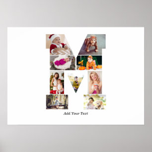 Black and White Letter M Photo Collage Poster