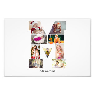 Black and White Letter M Photo Collage Print
