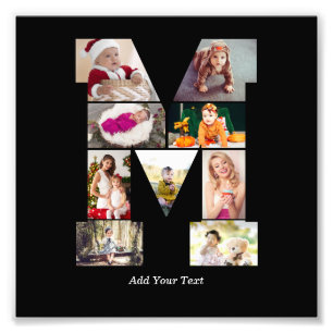 Black and White Letter M Photo Collage Print