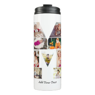 Black and White Letter M Photo Collage Thermal Tumbler