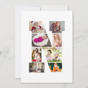 Black and White Letter N Photo Collage Holiday Card