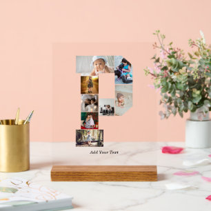 Black and White Letter P Photo Collage Acrylic Sign