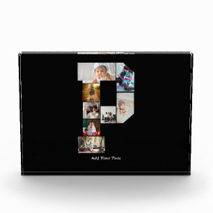 Black and White Letter P Photo Collage Block