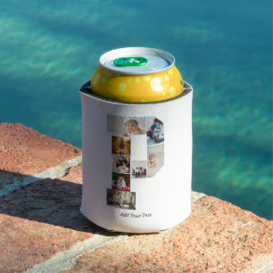 Black and White Letter P Photo Collage Can Cooler