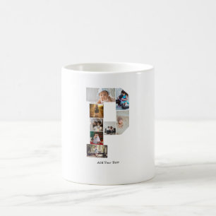 Black and White Letter P Photo Collage Coffee Mug