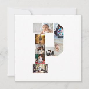 Black and White Letter P Photo Collage Holiday Card