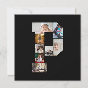 Black and White Letter P Photo Collage Holiday Card