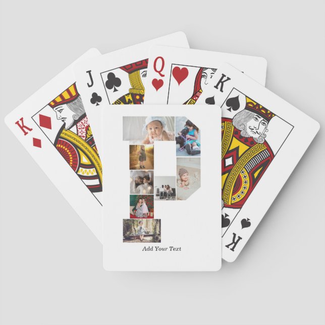 Black and White Letter P Photo Collage Playing Cards (Back)