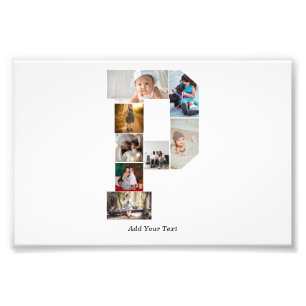 Black and White Letter P Photo Collage Print