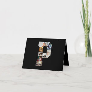 Black and White Letter P Photo Collage Thank You Card